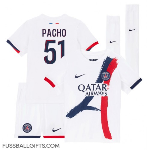 Paris Saint-Germain Willian Pacho #51 Fußballbekleidung Auswärtstrikot Kinder 2024-25 Kurzarm (+ kurze hosen)